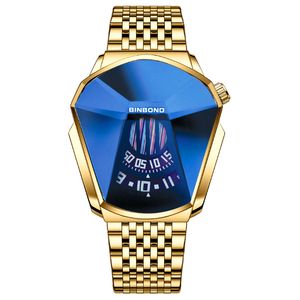 Binbond marca relógio moda personalidade grande dial quartzo relógio masculino vidro cristal branco aço relógios locomotiva concept234g
