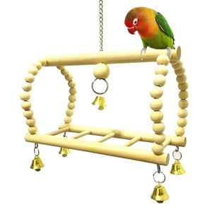 Other Bird Supplies 1 Parrot Swing Hanging Wooden Toy Standing Log Bridge Stair Ladder