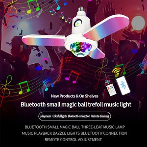 Lampadina a 3 foglie Music Light 40W RGB Altoparlante Bluetooth bianco E27 Portalampada Sfera magica Effetto cielo stellato con telecomando
