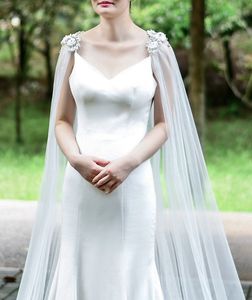 Szal ślubny z Pearl Diamond małżeństwo luksusowy 3M Wedding Cape Cloak koronkowy kwiat żeńska przędza szal