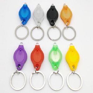 8 Colors Mini Torch KeyChain Ring PK Keyring White LED Lights UV LE D Light Bulbs Micro Key chain Flashlight