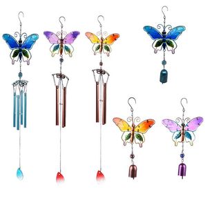 Butterfly Wind Chimes Trädgårdsdekoration Metall Vindklocka för Inomhus Utomhus Uteplats Balkong Hängen Hantverksdekor Semesterpresent