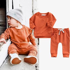 Wholesale unisex clothes for infants for sale - Group buy Clothing Sets Autumn Baby Boys Girls Unisex Infant Solid Color O Neck Long Sleeve Pullovers Pants M
