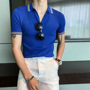 New Shirts Mens Summer Royal Blue Camisa Hombre Slim Fit Yellow Business For Casual High Quality Dress