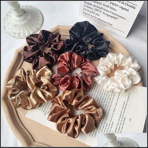 Hair Aessories Baby, Kids & Maternity 6Pcs/Set Satin Silk Solid Color Scrunchies Elastic Bands Women Girls Ponytail Holder Ties R Big Size H