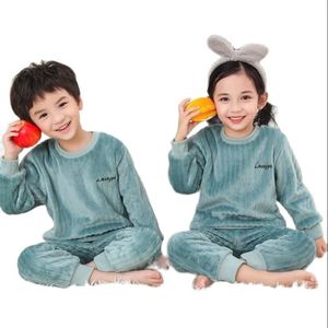 Inverno Homewear para meninas meninas meninos Velvet Flanne Bonito Colid Sale Pijama 2-13t Crianças Dormir Dormir Crianças Camisa 211130