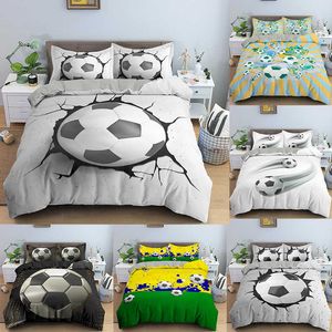 3D Football Bedding Set Soccer Duvet Cover Pillowcase Comforter 210615