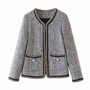 vintage women elegant patchwork jackets autumn fashion ladies knitted coats casual female chic girls outfits 210430