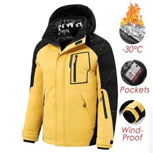 5XL 남자 겨울 outwear 두꺼운 따뜻한 파카 재킷 코트 남성 캐주얼 windproof 포켓 분리형 후드 파카 재킷 남자 210818