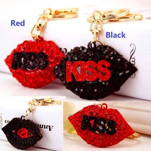 Bling Bling Crystal Keychicains Kiss Hubs Подвесной металл Брелок красный Ключ для ключей для губ