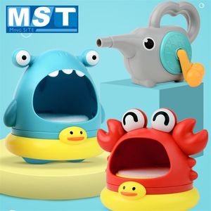 Outdoor Blowing Bubble Cute Cartoon Shark And Crab Swimming Bathtub Soap Machine Toy For Children Funny Toys 210712