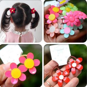 2 pcs / set bebê hairbands colorido flores laço de cabelo elástico titular de rabo de cavalo Scrunchie borracha fashion acessórios de cabelo 18 cores