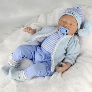 Handmade PYD Realistic Reborn Newborn Baby Dolls Lifelike Vinyl Silicone Boy Doll Xmas Gift Clothes