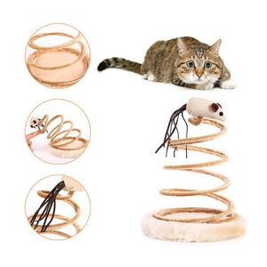 Cat Toys Pet Plush Mouse Spring Ball Turntable Round Disk Training Interactive Toy