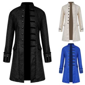 Men's Jackets 17th 18th Century Gothic Steampunk Men Outerwear Jacket Medieval Historical Windbreaker Vintage Jacquard Long Coats