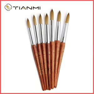 Pennelli per Unghie TIANMI Pennello Kolinsky 100% Con Manico Ovale in Legno Pelo, Usato Per Creare Manicure Taglia 8-24