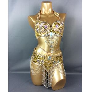 ステージウェア女性腹ダンススイートベルト+ブラササンバコスチュームセクシーショーダンスクラブアメリカブラの女子服
