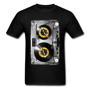 Old School Cassette Tee-shirt Nonstop Play Tape T Shirt Elektronisk musik Rock Tshirts för män Födelsedag Presentband T-tröja 210714