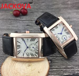 Relógios masculinos casuais com mostrador quadrado vestido designer famoso pulseira de couro movimento de quartzo relógio de presente clássico safira à prova d'água negócios casais relógios de pulso