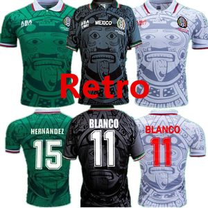 86 94 95 98 06 Meksika Retro Futbol Forması Evde Futbol Gömlekleri 1998 Erkekler Vintage Blanco Hernandez Campos Kısa Kollu Spor Üniformaları Camiseta Futbol