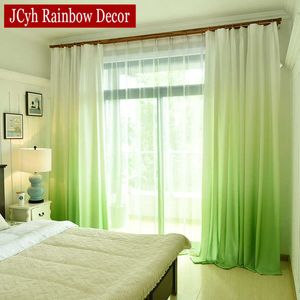 Gradient Color Window Curtain For Living Room Bedroom Rainbow Sheer Tulle Curtain And Blackout Curtain For Window Shading 210712