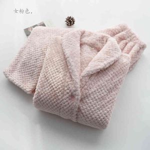 Pigiama da coppia in flanella scozzese Set manica lunga più velluto spesso pigiama caldo da donna oversize casual da notte da uomo abbigliamento per la casa 210524