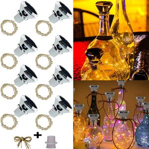 Cordas solares de luz para garrafa de vinho 2M 20 LEDs Solares Cordas Lâmpada de fada ao ar livre IP65 à prova d'água Diamante Xmas Casamento Luzes de cortiça para decoração de casa