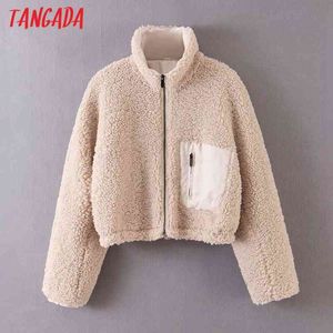 Women Thick Teddy Coats Jacket Loose Long Sleeves Pocket Ladies Short Coat SL262 210416