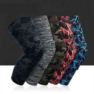 Professional Long Anti-collision Camouflage Honeycomb Basketball Knee Pads Football Knee Brace Protector Leg Sleeves Q0913