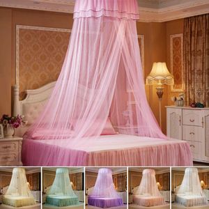 Round Top For s Ceiling-Mounted Mosquito Net Free Installation Foldable Canopy with Hook Princess Bed Curtain D30