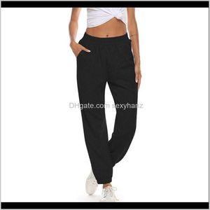 Capris Womens Clothing Apparel Drop Leverans 2021 Kvinnor Lösa Casual Sportbyxor Solid Elastiska Höga Midja Byxor Streetwear Sweatpants J