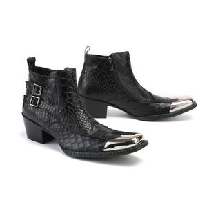 Rock British Fashion Boots Boots Black Fibbie Black Uomo Genuine Pelle Stivaletti Stivaletti Scarpe Personalità, 38-46