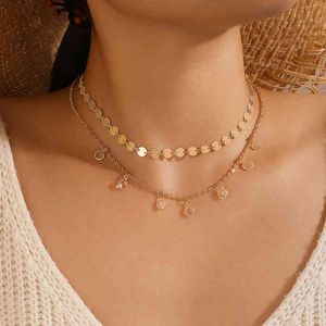 Tocona Shiny Crystal Stone Tassel Choker Neckalce for Women Gold Water Alloy Metal Clavicle Chain Party Jewelry Accessories