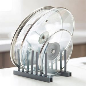 Kitchen Organizer Pot Lid Rack Stainless Steel Spoon Holder Shelf Cooking Dish Pan Cover Stand Accessories 211112