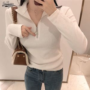 Jesień zima dzianina sweter turtleneck z długim rękawem Koreański styl Hong Kong Slim Solid Sweter Fit Office Lady 11043 210521