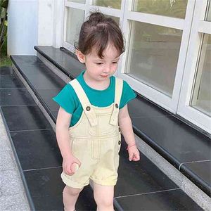 여름 데님 바지 소녀를위한 청바지 jumpsuits 어린이 짧은 소년 옷 소녀 아이 210528