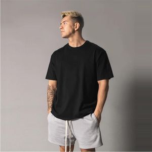 Męska Oversized T Shirt Solid Color Gym Odzież Bodybuilding Fitness Loose Sportswear T-Shirt Streetwear Hip-Hop Tshirt 210629