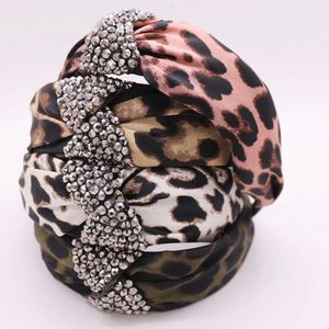 Accessori per capelli per adulti con fascia per capelli in raso con strass leopardati da donna