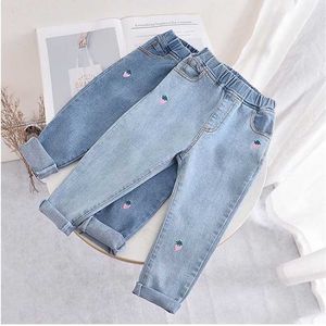 Girls Jeans Spring And Autumn Girl Clothes Baby Children Loose Casual Pants Foreign Style Trousers Youth Clothing 211102