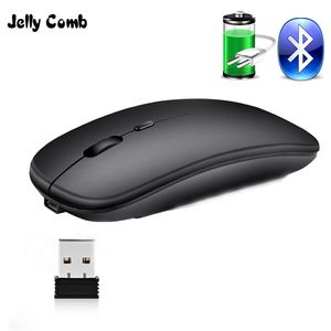 Jelly Comb Rechargeable Wireless Mouse Bluetooth Dual Mode Slim Silent Mice for Laptop Phone Tablet 5.0 210609