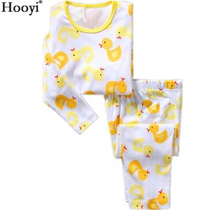 Ördek Erkek Pijama Suits 100% Pamuk Çocuk Pijama Erkek T-Shirt + Pantolon Setleri Çocuklar Gecelik PJ's Bebek Pijama PJS 210413