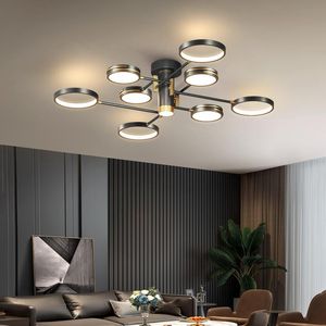 Plafoniere Dimming Loft LED Light per soggiorno Camera da letto Black Gold Frame Lustre Avize Modern Lamp Home