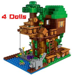 The Tree House Small Building Blocks Sets With Steve Action Figures Compatible MIlys Sets Toys For Children Q0723