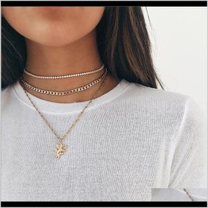 Chokers halsband hängsmycken smycken droppleverans 2021 Multi lager mode halsband kopp mchain choker kedja rosblomma hänge guldfärg