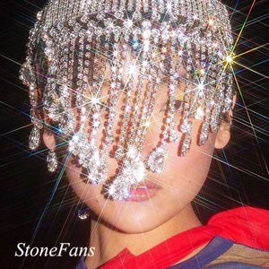 Stoneefans guld bling kristall rhinestone tofs huvudband bröllop smycken lyx huvudband kedja brud hatt tillbehör till kvinnor x0726