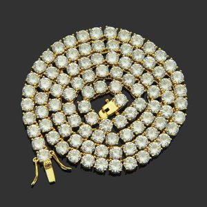 3MM 4MM 5MM Copper Inlay Zircon Cuban Link Chains Necklace Gold Silver Color Iced Out Tennis Chain Necklaces Men Hiphop Jewelry X0509