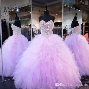Lavender Vintage Ball Gown Quinceanera Dresses Real Pictures Sweetheart Lace Appliques Tulle Girl Sweet Weddings Party Evening Gowns