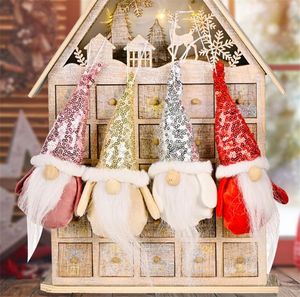 Decorazioni per l'albero di Natale Ciondolo per bambola gnomo in peluche con paillettes ornamento appeso Forniture per feste di Capodanno DD645