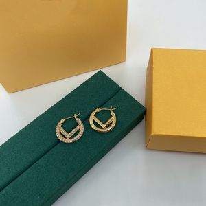 2022 Mode Gold Hoop Ohrringe für Frauen Designer Ohrring Dimond Buchstaben F Ohrringe Hochzeit Liebhaber Hoops Engagement Schmuck 22012207R