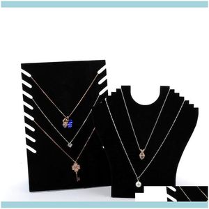 Jewelry Packaging Jewelryjewelry Necklace Chain Display Stand Cardboard Black Veet Elegant Foldable Jewellery Displays For Shop Shelf Bout
